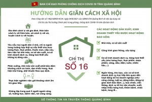 Ban Chỉ đạo phòng, chống dịch Covid-19 tỉnh Quảng Bình hướng dẫn giãn cách xã hội theo chỉ thị số 16