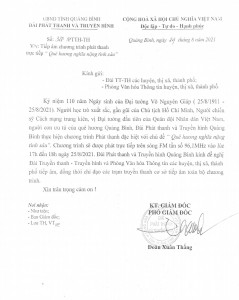 Đài PT - TH Quảng Bình thông báo về việc tiếp âm chương trình phát thanh trực tiếp "Quê hương nghĩa nặng tình sâu"