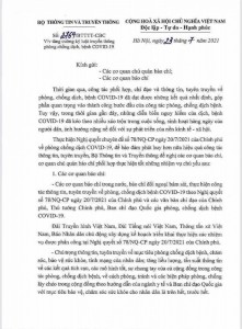 Công văn về việc tăng cường kỷ luật truyền thông phòng , chống dịch bệnh COVID - 19