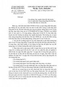 Công văn UBND huyện Tuyên Hóa về việc cách ly y tế trong phòng, chống dịch Covid - 19
