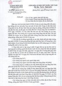 Công văn về việc cách ly y tế trong phòng, chống dịch Covid - 19