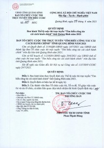 Quyết định ban hành thể lệ cuộc thi trực tuyến "Tìm hiểu công tác cải cách hành chính"  tỉnh Quảng Bình năm 2021