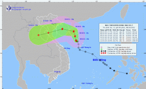 Tin bão trên Biển Đông (cơn bão số 7). Ảnh: KTTV