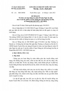 Kế hoạch tổ chức các hoạt động kỷ niệm 50 năm Ngày hy sinh của 13 cán bộ, chiến sĩ Trạm Thông tin A69 tại hang Lèn Hà, xã Thanh Hóa (02/7/1972 - 02/7/2022)