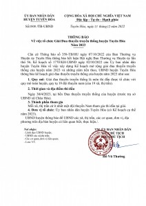 Thông báo: Về việc tổ chức Giải Đua thuyền truyền thống huyện Tuyên Hóa Năm 2023